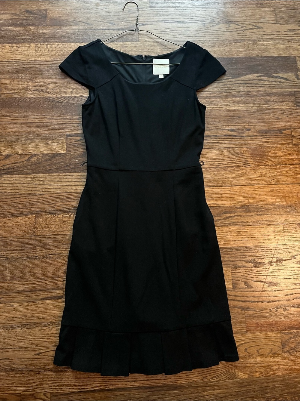 Modcloth Black Cap-Sleeve Pleated-Hem Dress